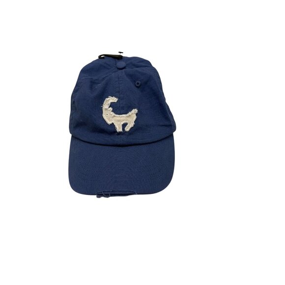Old Khaki Unrestricted Mountain Goat Applique Distressed Strapback Hat Cap NEW - Picture 1 of 7